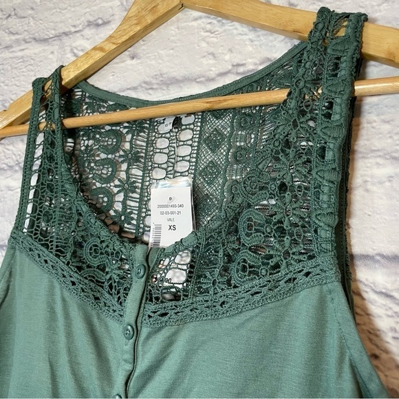 KISMET Vale Laurel Button Front Crochet Yoke Trim Sleeveless Top Extra Small - Picture 5 of 14
